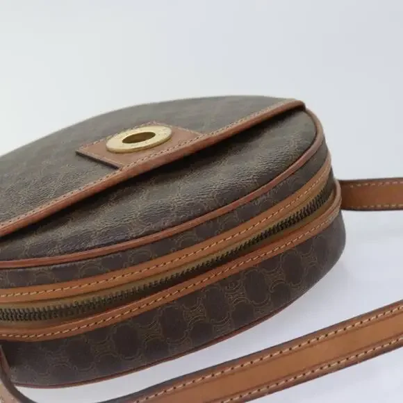 CELINE Macadam Canvas Shoulder Bag Pvc Leather Brown Gold - Picture 6 of 12